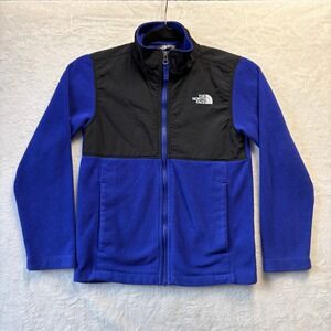 The North Face Fleece Jacket Kids Youth Blue Black Full Zip Outdoor Size S P